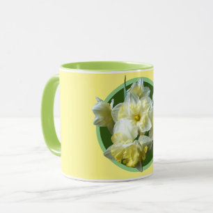 Caneca Narcisos Brancos Amarelos Flores de Narciso