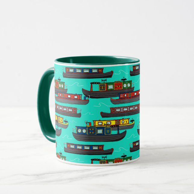 Caneca Narrowboats and Canal Barges Patterned (Frente Esquerda)