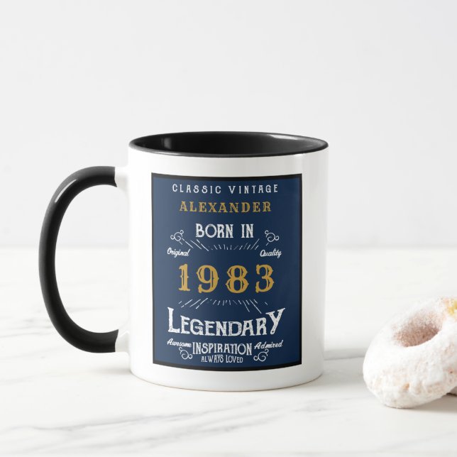 Caneca Nascer aniversário de 40 anos 1983 Legenda Retroat (Com Donut)