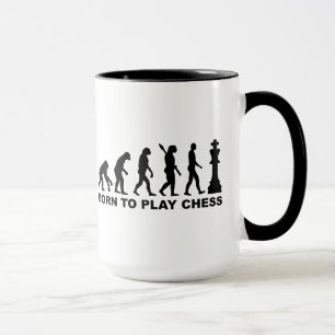 Caneca Nascer da evolução para jogar a xadrez