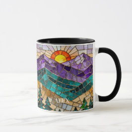 Caneca Nascer do Sol Montanha Vidro Pintado
