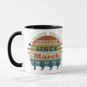 Caneca Nascido em março de 1999 presente de aniversário v