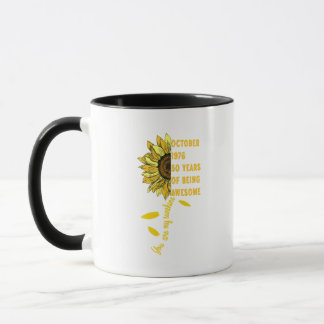 Caneca Nascido em outubro de 1976 Girassol 50º Aniversári
