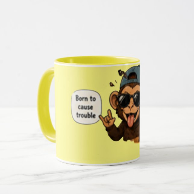 Caneca Nascido para Causar Problemas | Café Sarcástico Di (Frente Esquerda)