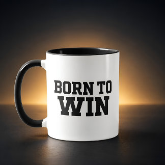 Caneca Nascido para Vencer Tipografia Preta Motivacional