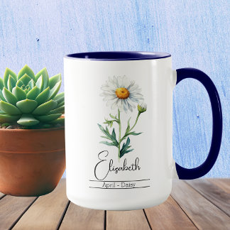 Caneca Nascimento Mês Flor Abril Daisy Mug