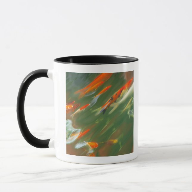 Caneca Natação dos peixes da carpa de Koi em uma lagoa (Esquerda)