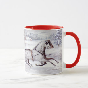 Caneca Natais vintages, A Estrada De Inverno, Cavalo De L