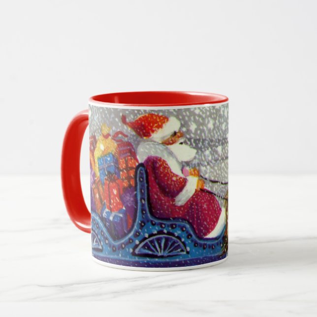 Caneca Natais vintages, Cavalo de Papai Noel Aberto (Frente Esquerda)