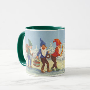 Caneca Natais vintages, Elves no inverno da Floresta de N
