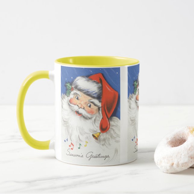 Caneca Natais vintages, Jolly Papai Noel com Música (Com Donut)