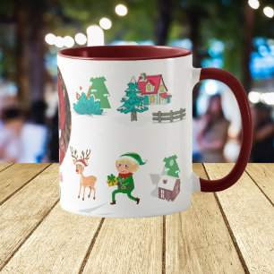 Caneca Natais vintages Marrom de vida da Fazenda da árvor