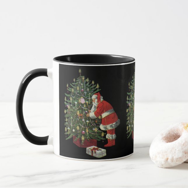 Caneca Natais vintages, Papai Noel com Presentes (Com Donut)