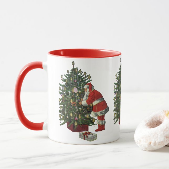 Caneca Natais vintages, Papai Noel com Presentes (Com Donut)