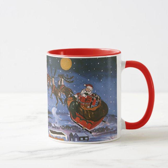 Caneca Natais vintages Papai Noel Voando Sua Altura (Direita)