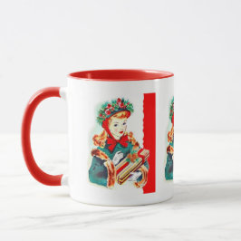 Caneca natais vintages retro senhora Feriado