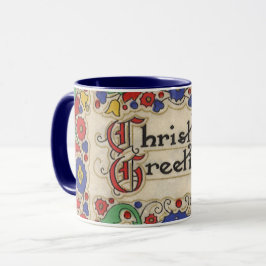 Caneca Natais vintages saudações com limite decorativo