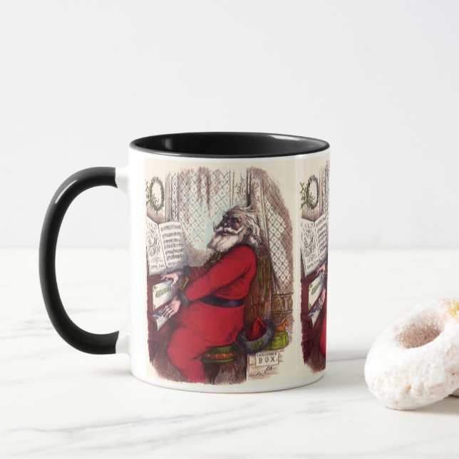 Caneca Natais vintages, Thomas Nast Santa Claus Piano (Com Donut)