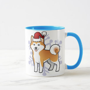 Caneca Natal Akita Inu/Shiba Inu