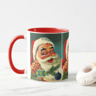 Caneca Natal Antigo, Alegre Papai Noel Retro dos Anos 50