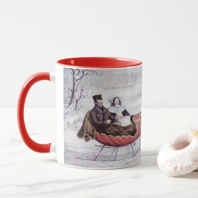 Caneca Natal Antigo, O Caminho do Inverno, Cavalo de Tren (Com Donut)