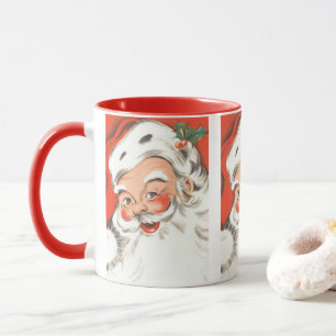 Caneca Natal Antigo, Papai Noel Alegre com Sorriso