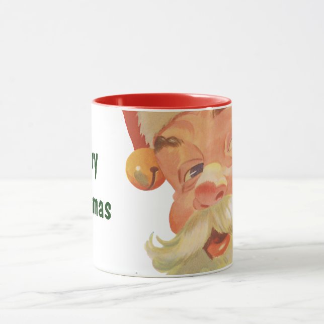 Caneca Natal Antigo, Papai Noel Alegre com um Segredo (Centro)