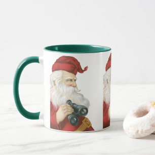 Caneca Natal Antigo, Papai Noel com Binóculos