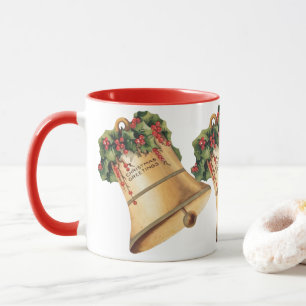 Caneca Natal Antigo Sininhos Dourados, Saudações de Fim d