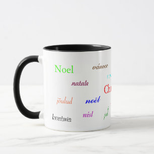 Caneca Natal Ao Redor Do Mundo Em Branco E Negro II