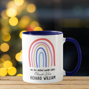 Caneca Natal Arco-íris Aquarela Professor(a) Obrigado Azu