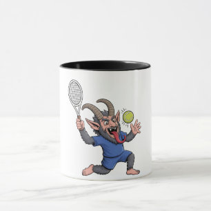 Caneca Natal assustador do Krampus jogando tênis
