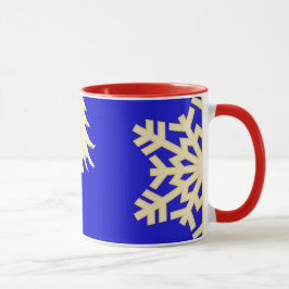 Caneca Natal azul com flocos de neve creme