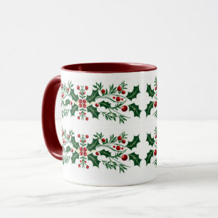 Caneca Natal botânico decorativo elegante