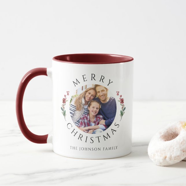 Caneca Natal Botânico Moderno com Foto (Com Donut)