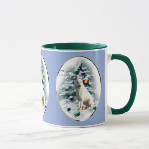 Caneca Natal branco dos amantes do german shepherd