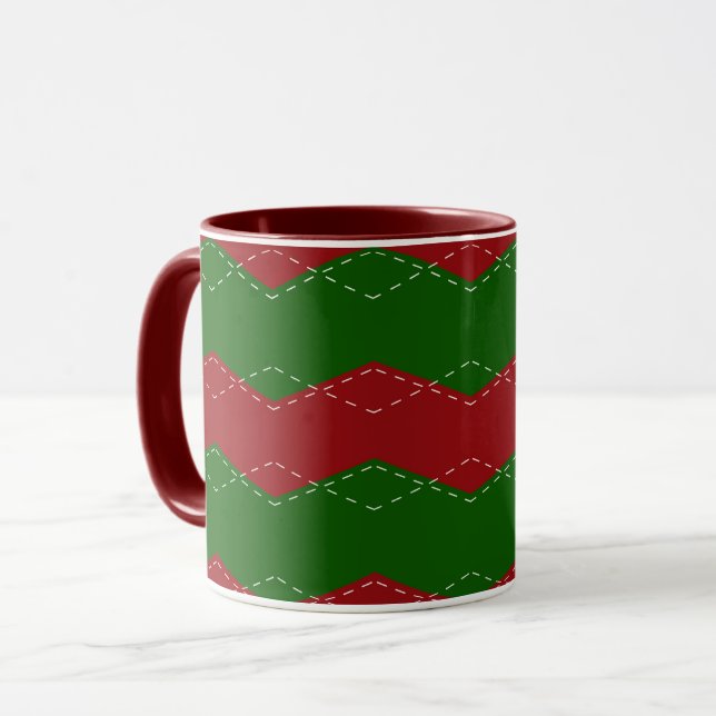 Caneca Natal clássico vermelho e verde (Frente Esquerda)