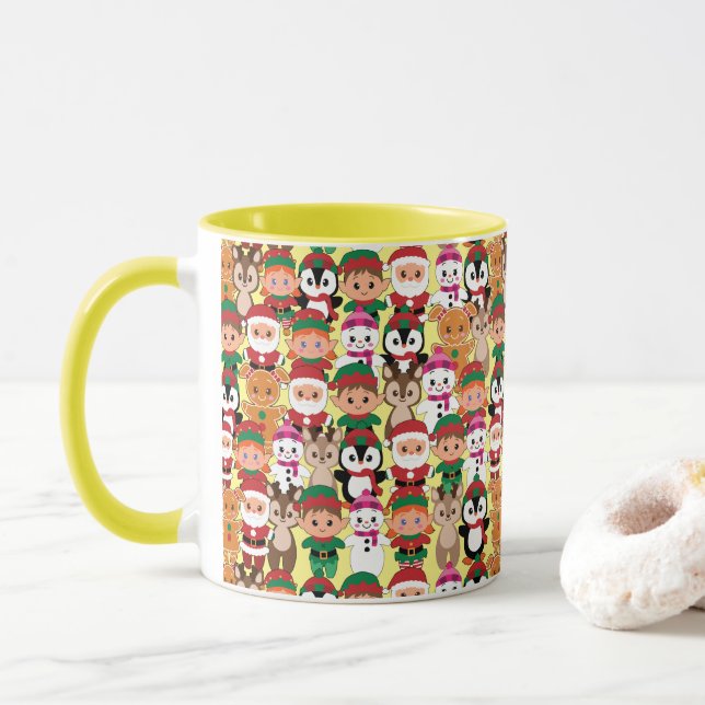 Caneca Natal colorido para Ursinhos com muitas profissões (Com Donut)