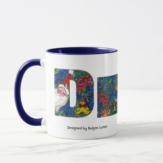 CANECA NATAL D LETRA/PAPAI NOEL DE MONOGRAMA DE FÉCULA VE (Esquerda)