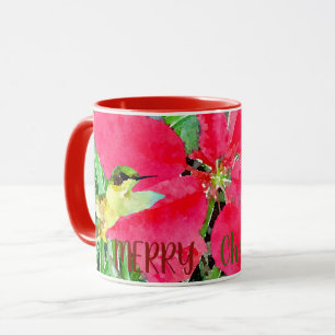 Caneca Natal da Borboleta Aquarela e do Hummingbird
