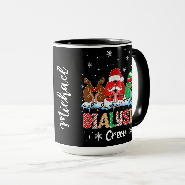 Caneca Natal da Equipe de Diálise (Frente Esquerda)