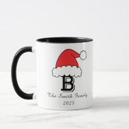 Caneca Natal da Família Monograma Personalizada