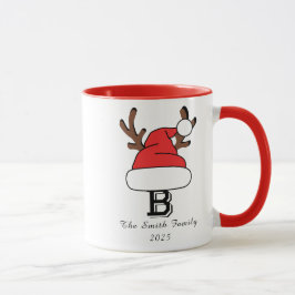 Caneca Natal da Família Monograma Personalizado