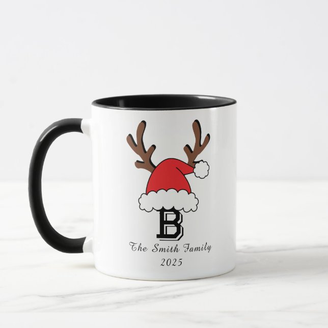 Caneca Natal da família personalizada com monograma (Esquerda)