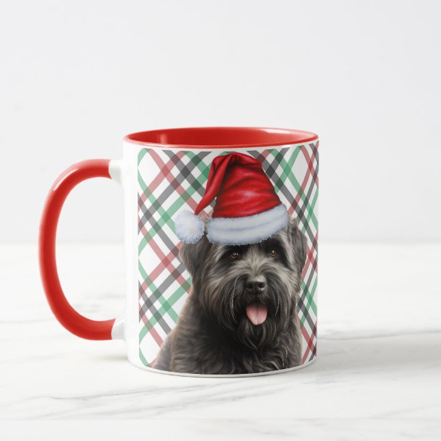 Caneca Natal da Xadrez de Férias Bouvier Dog (Esquerda)