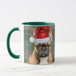 Caneca Natal da Xadrez de Férias do Buldogue Francês