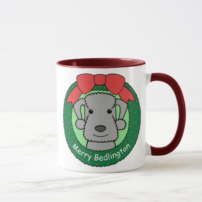 Caneca Natal de Bedlington Terrier (Direita)