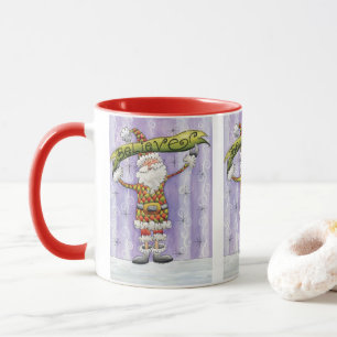 Caneca Natal de desenho animado fofo, eu acredito no Papa