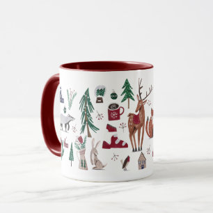 Caneca Natal de esqui nórdico na floresta