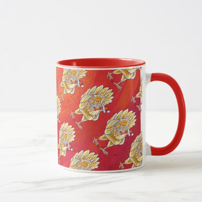 Caneca Natal De Frango Em Vermelho (Direita)
